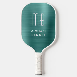 Mit Monogramm Imitate Smaragdgrün gebürstete Metal Pickleball Schläger