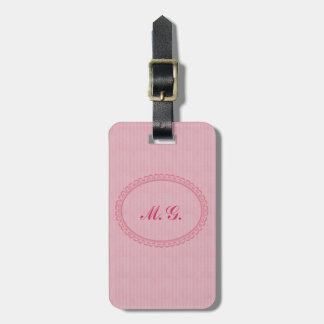 Mit Monogramm in den Rosa-Zwei Initialen+Address/2 Gepäckanhänger
