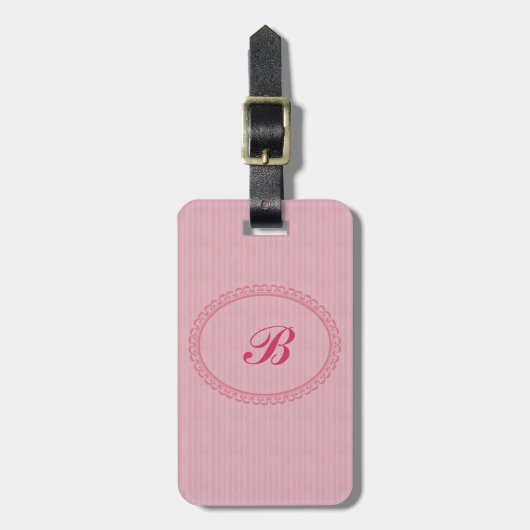 Mit Monogramm in der Rosa-Ein Initiale+Address/2 Gepäckanhänger (Vorderseite vertikal)