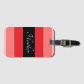 Mit Monogramm in Rosa und Schwarz Gepäckanhänger (Vorderseite (Horizontal))