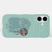 Mit Monogramm Indianer Der Bär im Aquamarinen Case-Mate iPhone Hülle (Rückseite (Horizontal))