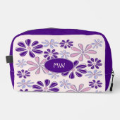 Mit Monogramm Indigo Rosa Blume Doodle Muster Waschbeutel (Vorderseite)