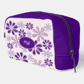 Mit Monogramm Indigo Rosa Blume Doodle Muster Waschbeutel (Rechte Ecke)