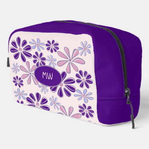 Mit Monogramm Indigo Rosa Blume Doodle Muster Waschbeutel