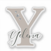 Mit Monogramm Individuelle Name Elegante Imitats Aufkleber (Vorderseite)