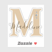 Mit Monogramm Individuelle Name Elegante Imitats Aufkleber (Blatt)