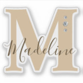 Mit Monogramm Individuelle Name Elegante Imitats Aufkleber (Vorderseite)