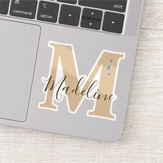 Mit Monogramm Individuelle Name Elegante Imitats Aufkleber (Detail)