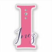 Mit Monogramm Individuelle Name Elegante Imitats Aufkleber (Vorderseite)