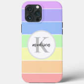 Mit Monogramm Individuelle Name Pastell Rainbow St Case-Mate iPhone Hülle (Rückseite)