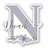 Mit Monogramm Individuelle Name Romantische Lippen Aufkleber (Vorderseite)