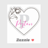 Mit Monogramm Individuelle Name Romantisches Tulip Aufkleber (Blatt)