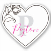 Mit Monogramm Individuelle Name Romantisches Tulip Aufkleber (Vorderseite)