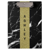 Mit Monogramm Individuelle Name, schwarzer Marmor  Klemmbrett (Vorderseite)