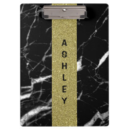 Mit Monogramm Individuelle Name, schwarzer Marmor Klemmbrett