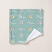 Mit Monogramm Individuelle Name Weißes Daisy-Blume Badhandtuch Set (Waschlappen)