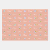 Mit Monogramm Individuelle Name Weißes Daisy-Blume Geschenkpapier Set (Vorderseite 2)