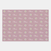 Mit Monogramm Individuelle Name Weißes Daisy-Blume Geschenkpapier Set (Vorderseite 2)