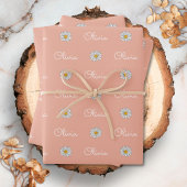 Mit Monogramm Individuelle Name Weißes Daisy-Blume Geschenkpapier Set