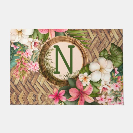 Mit Monogramm, individueller Tropenstrand Fußmatte (Vorderseite)