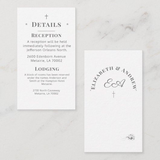 Mit Monogramm Informationskarte für katholische De Begleitkarte (Vorne/Hinten)