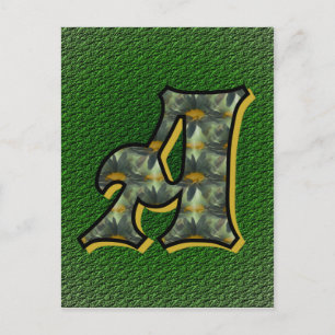 Mit Monogramm Initial A Black Daisies Postcard Postkarte