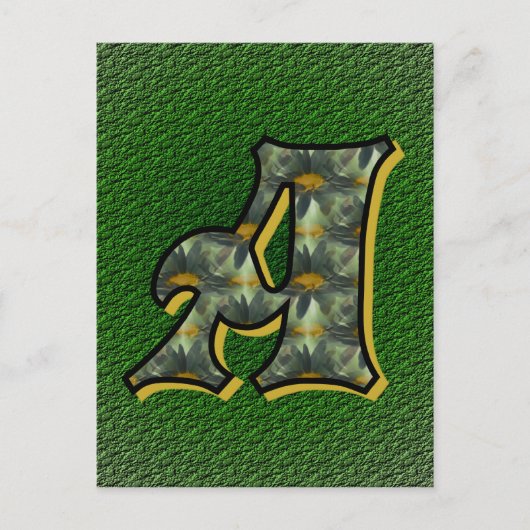 Mit Monogramm Initial A Black Daisies Postcard Postkarte (Vorderseite)