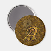 Mit Monogramm Initial A Gold Peony Magnet (Vorderseite/Rückseite)