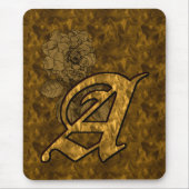Mit Monogramm Initial A Gold Peony Mousepad (Vorne)