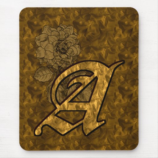 Mit Monogramm Initial A Gold Peony Mousepad (Vorne)