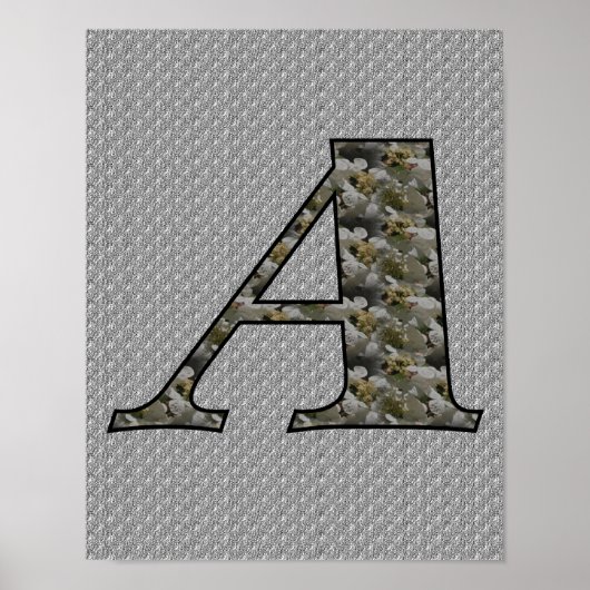 Mit Monogramm Initial-A-Hydrangea-Blumenposter Poster (Vorne)