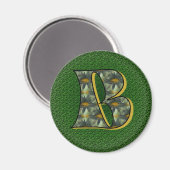 Mit Monogramm Initial B Black Daisies Magnet (Vorderseite/Rückseite)