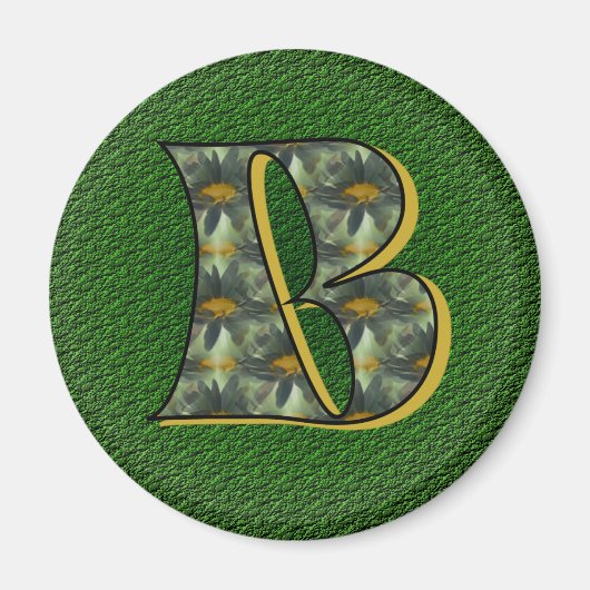 Mit Monogramm Initial B Black Daisies Magnet (Vorne)