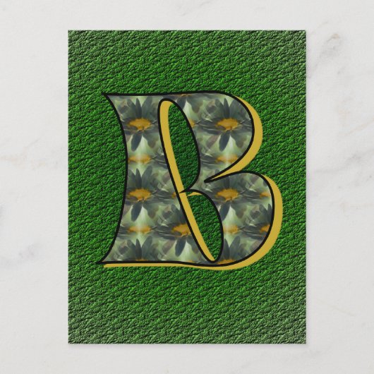 Mit Monogramm Initial B Black Daisies Postkarte (Vorderseite)