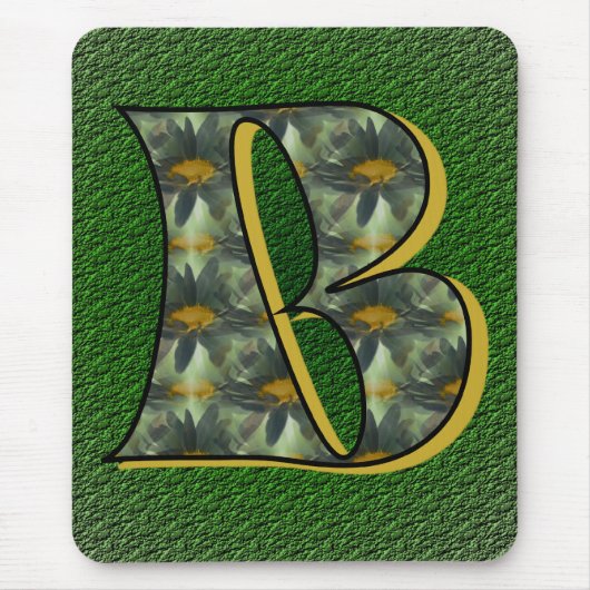 Mit Monogramm Initial B Daisies Mousepad (Vorne)