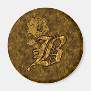 Mit Monogramm Initial B Gold Peony Magnet