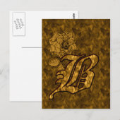 Mit Monogramm Initial B Gold Peony Postcard Postkarte (Vorne/Hinten)
