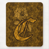 Mit Monogramm Initial C Gold Peony Mousepad (Vorne)