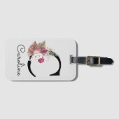 Mit Monogramm Initial C Pink Boho Girly Floral Gepäckanhänger (Vorderseite (Horizontal))
