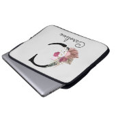 Mit Monogramm Initial C Pink Boho Girly Floral Laptopschutzhülle (Vorne Knopf)