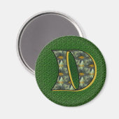 Mit Monogramm Initial D Black Daisies Magnet (Vorderseite/Rückseite)