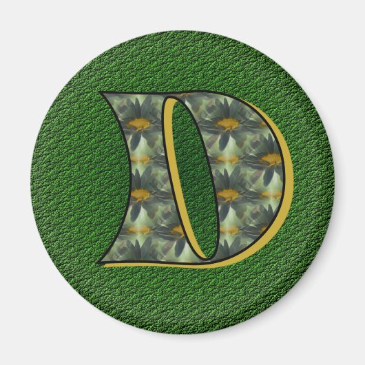 Mit Monogramm Initial D Black Daisies Magnet (Vorne)