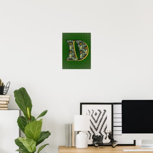 Mit Monogramm Initial D Black Daisies Poster (Heimbüro)