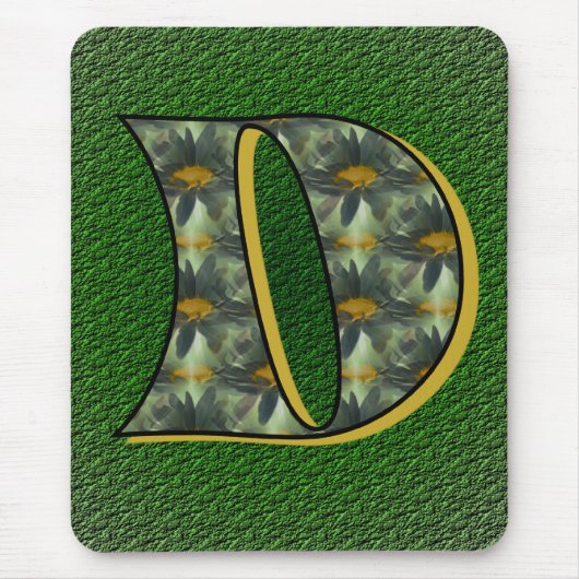 Mit Monogramm Initial D Daisies Mousepad (Vorne)
