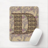 Mit Monogramm Initial D Elegante Blumenmousepad Mousepad (Mit Mouse)