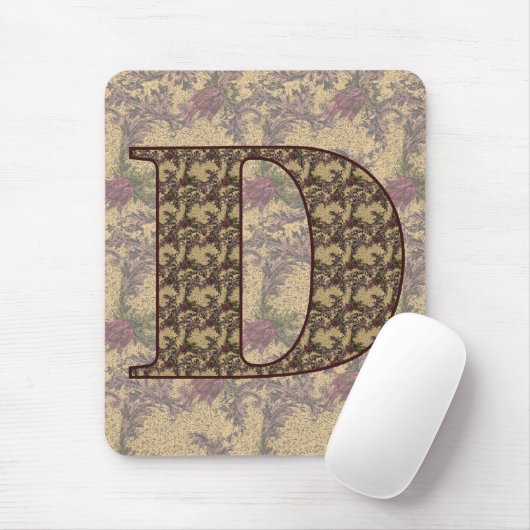 Mit Monogramm Initial D Elegante Blumenmousepad Mousepad (Mit Mouse)