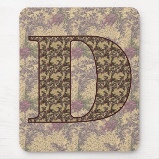 Mit Monogramm Initial D Elegante Blumenmousepad Mousepad (Vorne)