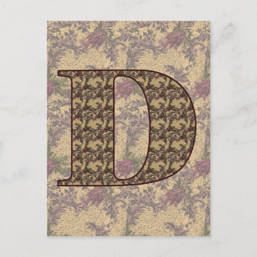 Mit Monogramm Initial D Elegante Florenz Postkarte (Vorderseite)