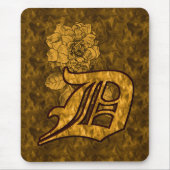 Mit Monogramm Initial D Gold Peony Mousepad (Vorne)