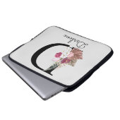 Mit Monogramm Initial D Modern Pink Boho Floral Laptopschutzhülle (Vorne Knopf)